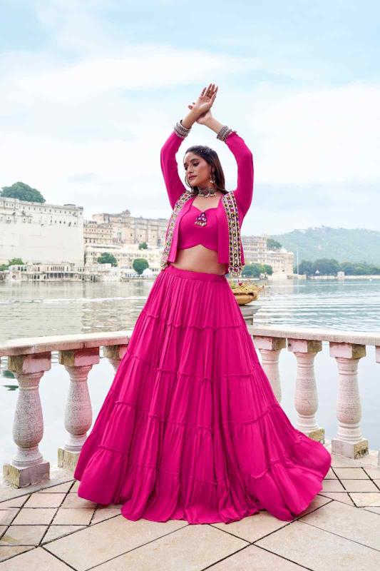 RAJUDI Rayon Pink Indian wedding lehenga choli